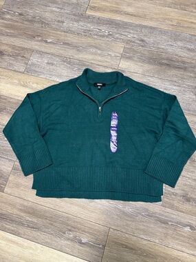 DKNY Women's Dark green Half-Zip Sweater